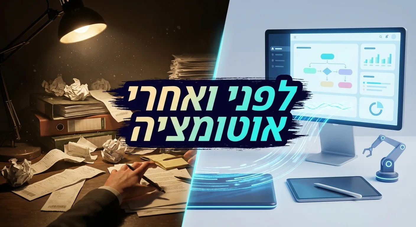 השוואת לפני ואחרי אוטומציה עסקית - ייעול תהליכים