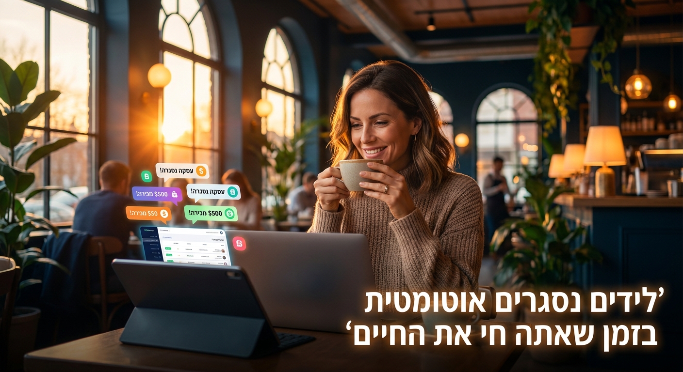 יזמית רואה התראות מכירה אוטומטיות בטאבלט בקפה