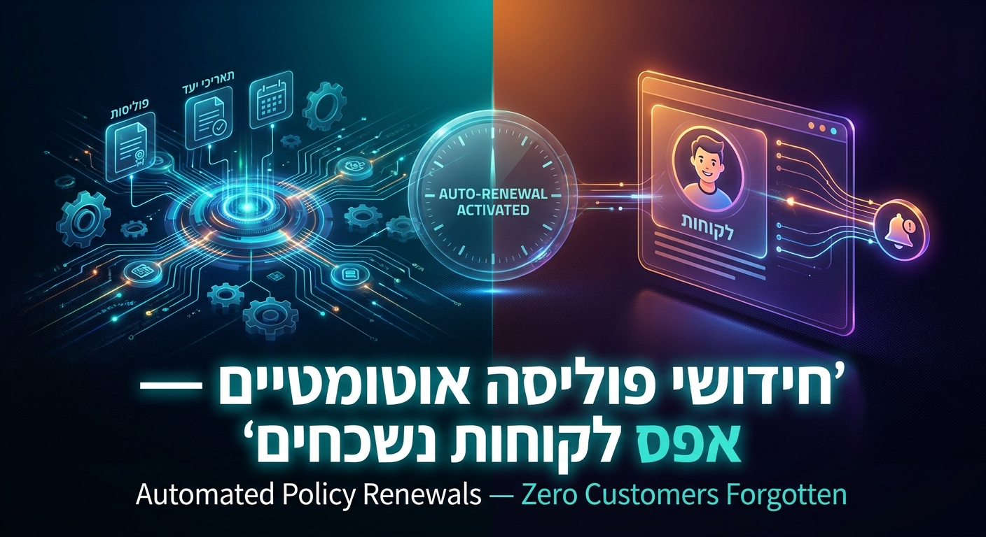 אוטומציית חידושי פוליסה — אפס לקוחות נשכחים