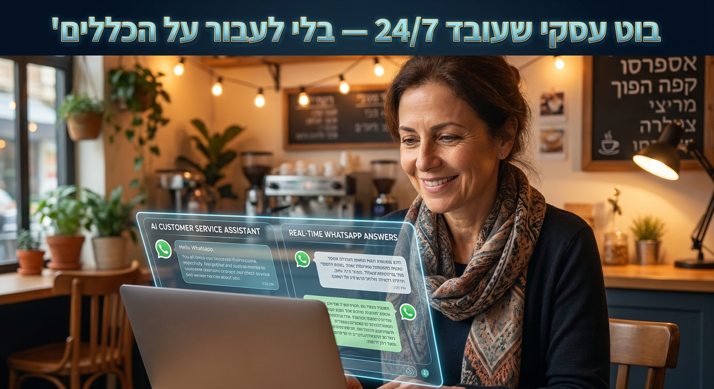 בעלת עסק עם בוט WhatsApp מובנה למסעדה