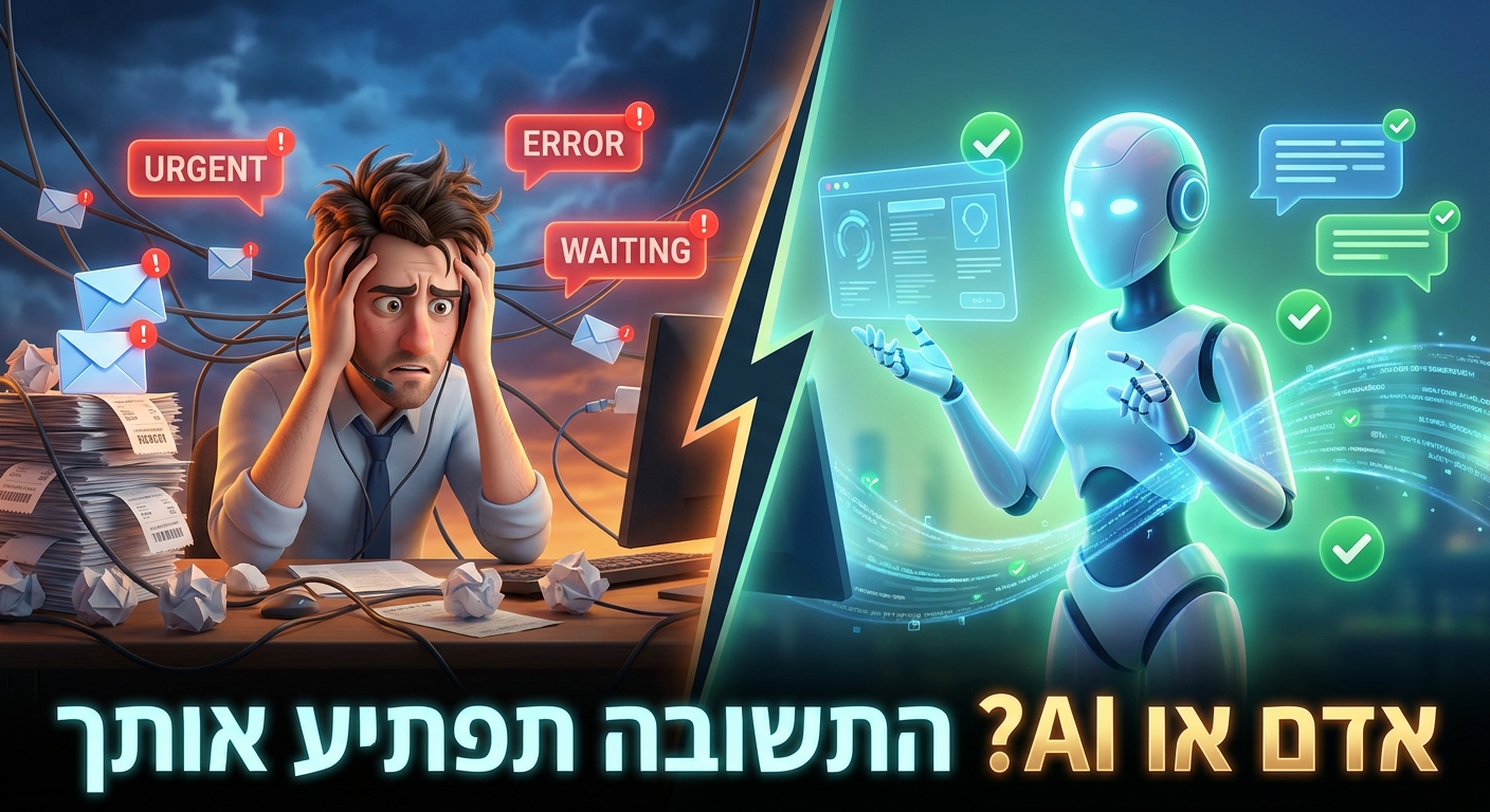 מוקד שירות אנושי מול סוכן AI — השוואת תוצאות