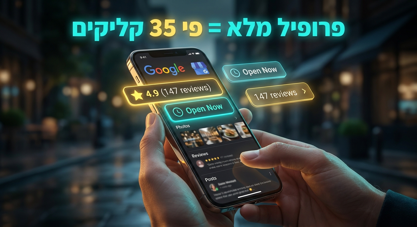 פרופיל GBP מלא עם תמונות וביקורות