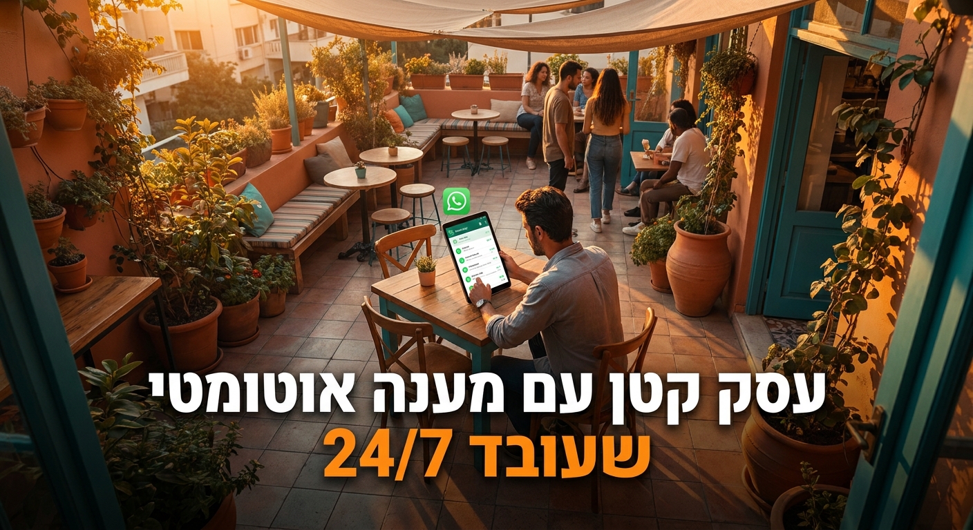 בעל עסק ישראלי משתמש בוואטסאפ עסקי עם אוטומציה