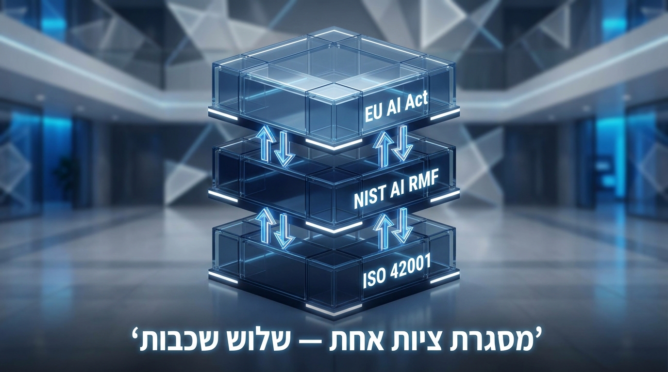 מסגרת ציות ISO 42001 NIST EU AI Act לארגון ישראלי