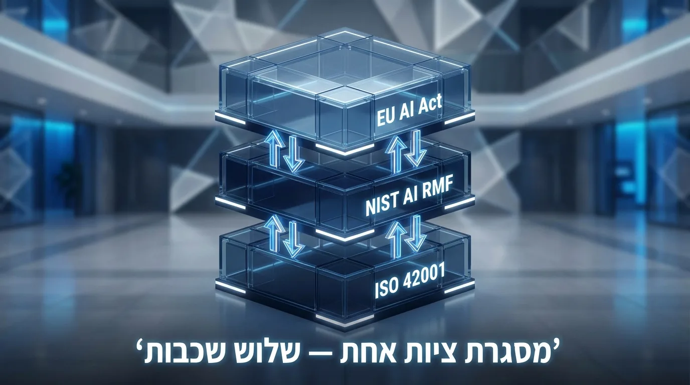 מסגרת ציות ISO 42001 NIST EU AI Act לארגון ישראלי