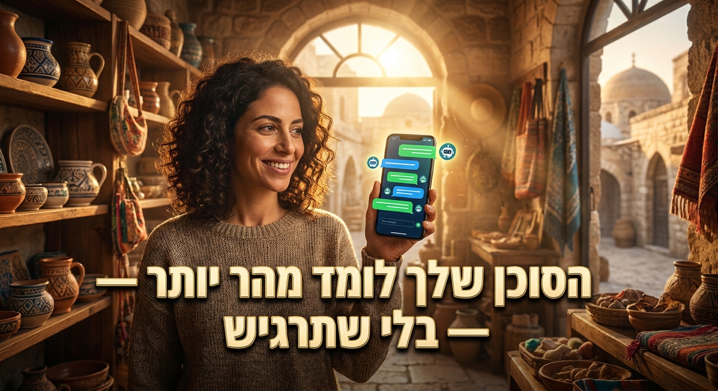 בעל עסק קטן בישראל משתמש בסוכן AI מתקדם בוואטסאפ