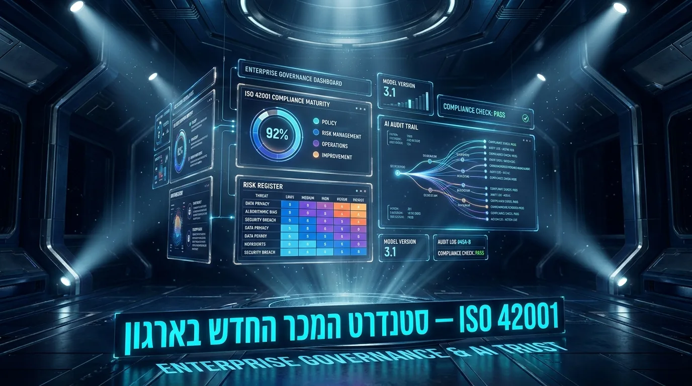 מסגרת ISO 42001 לארגונים, דשבורד ממשל AI עם מדדי בקרת סיכון