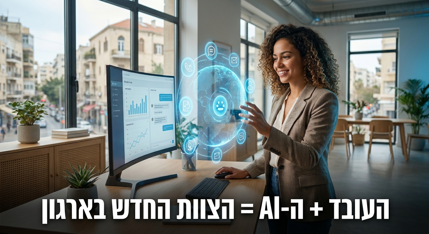 עובד ו-AI עובדים יחד בארגון 2026