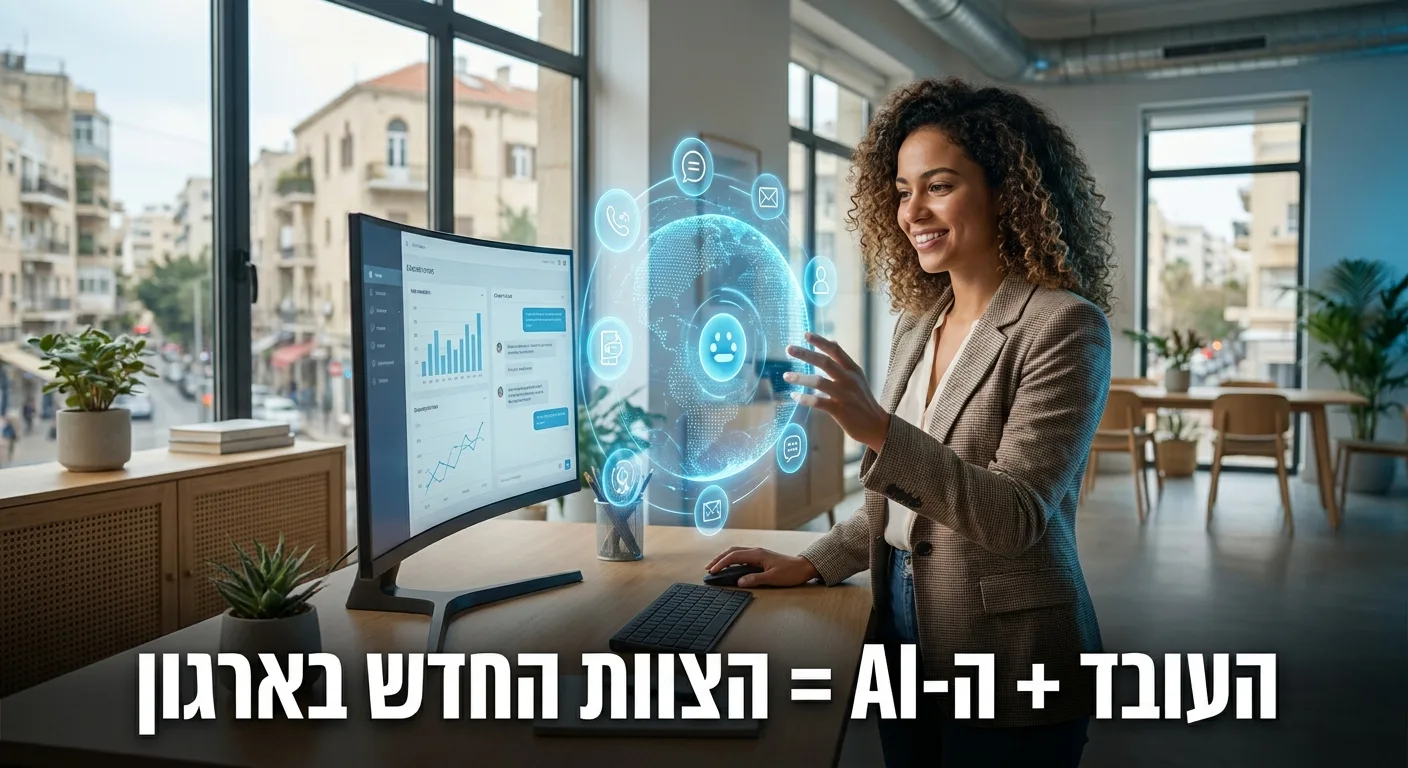עובד ו-AI עובדים יחד בארגון 2026