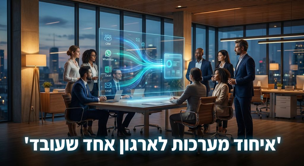 איחוד מערכות + AI בארגון: המוח הדיגיטלי המלא 2026