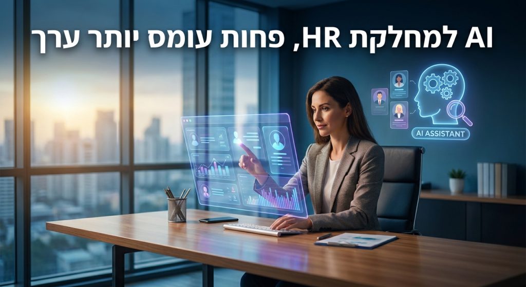מנהלת HR עובדת עם סוכן AI