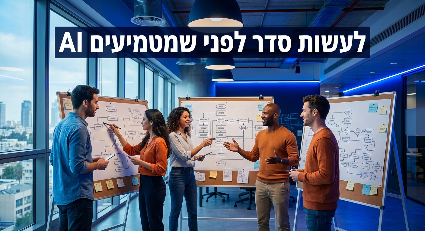 צוות ממפה תהליכים לפני הטמעת AI בארגון