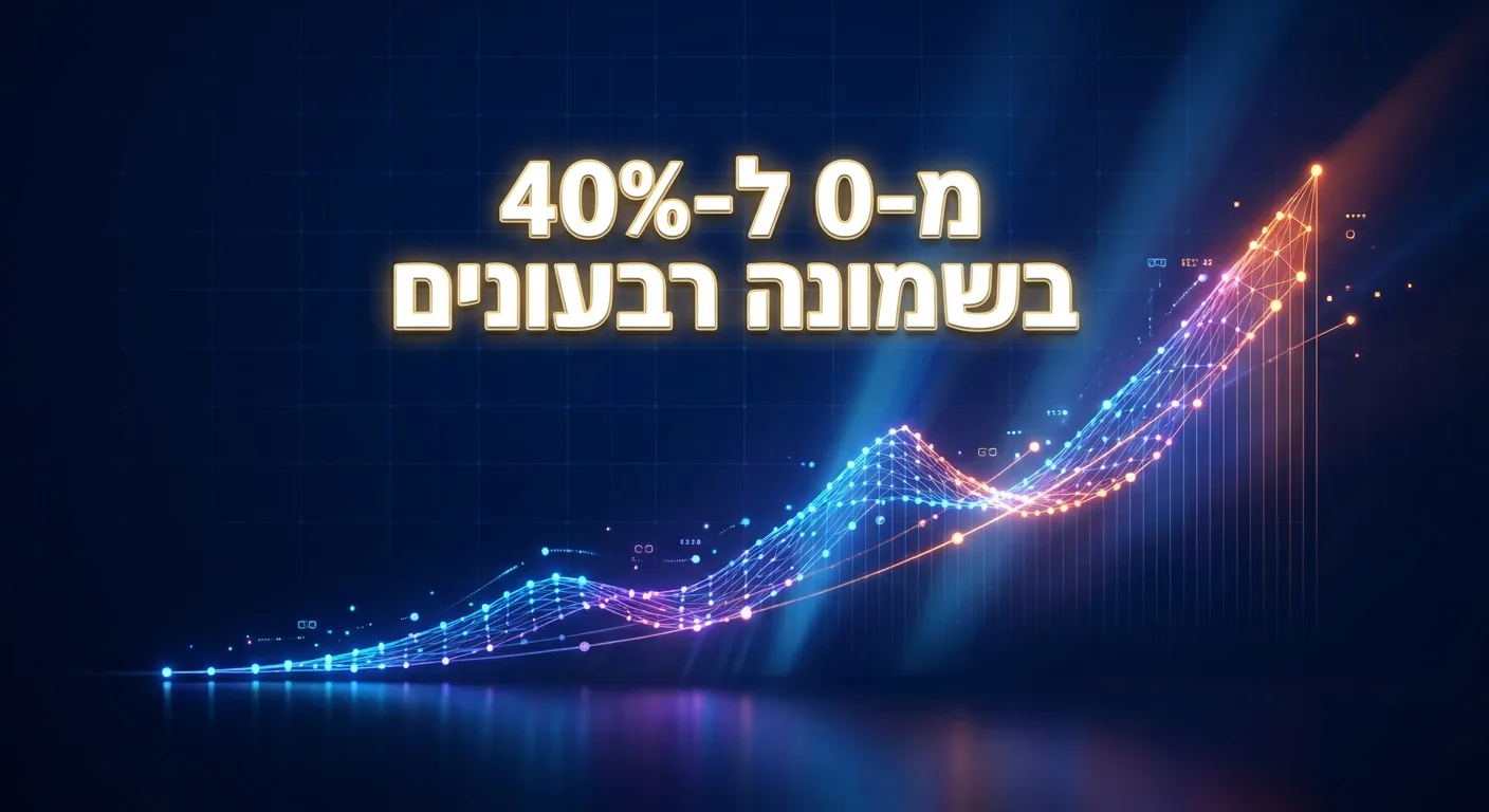 גרף צמיחה של אימוץ סוכני AI על פני שמונה רבעונים
