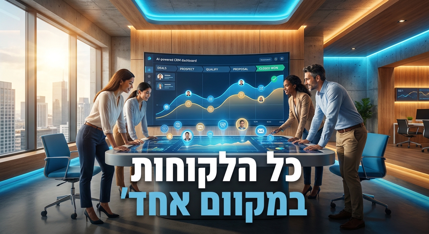 צוות מכירות B2B עובד מול CRM מאוחד מבוסס AI