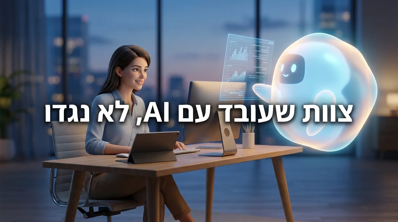 עובד שעובד יחד עם עוזר AI