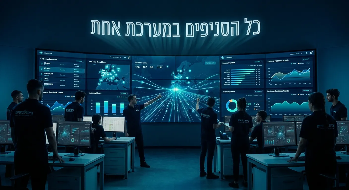 חדר בקרה של רשת מזון עם כל הסניפים במערכת אחת