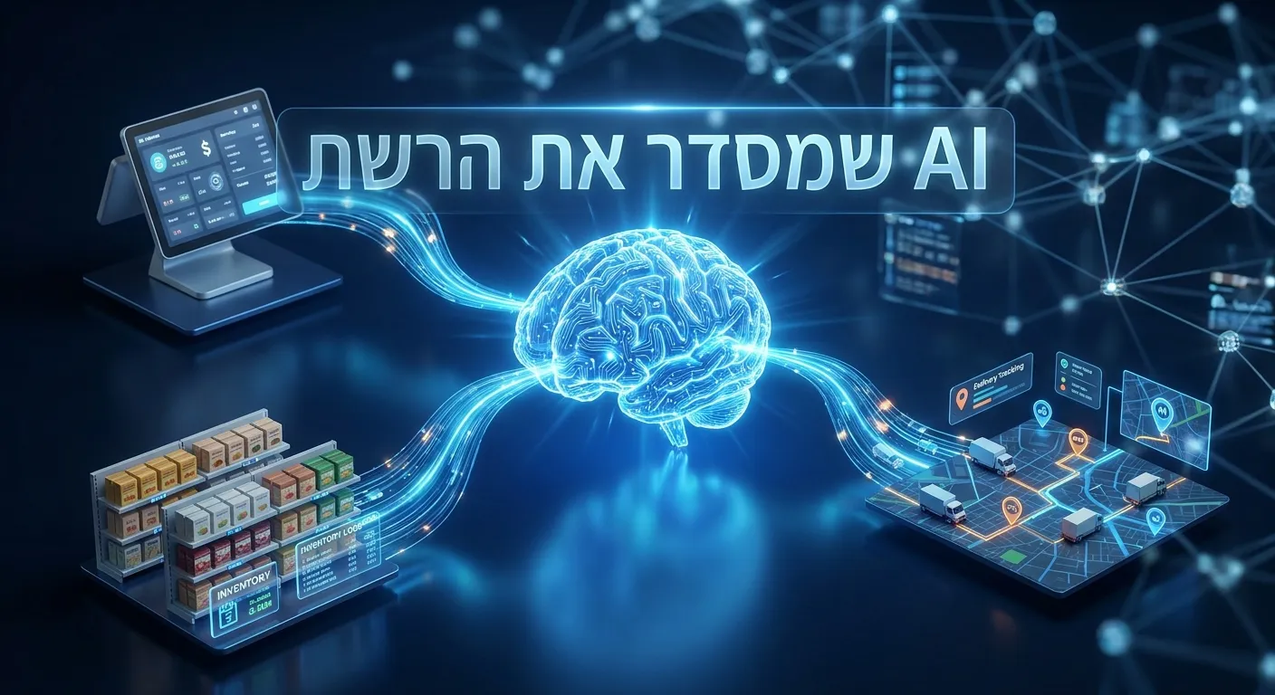 המחשה של זרימת נתונים מהמטבח לניהול תחת מוח AI אחד