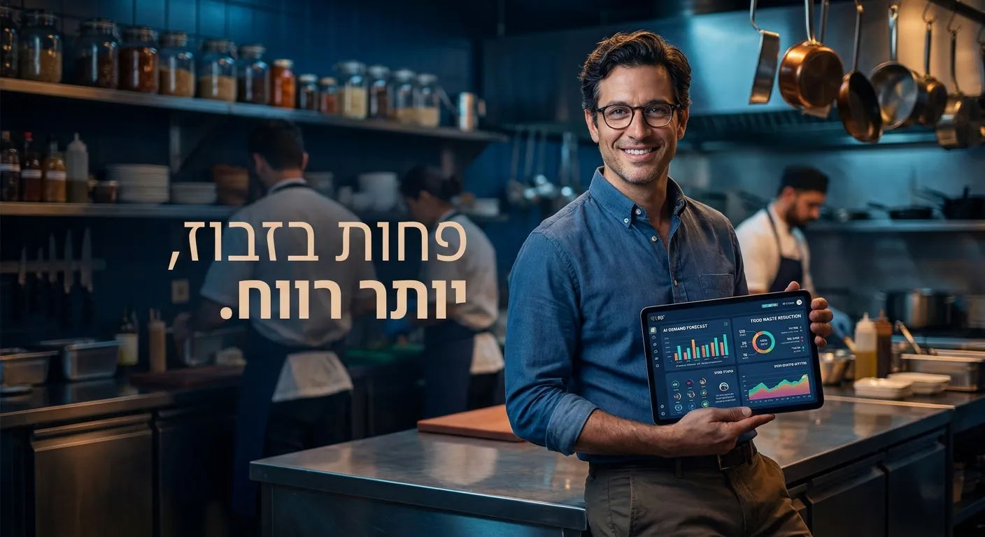 מנהל רשת מסעדות בוחן תחזית ביקוש ובזבוז מזון של AI בטאבלט