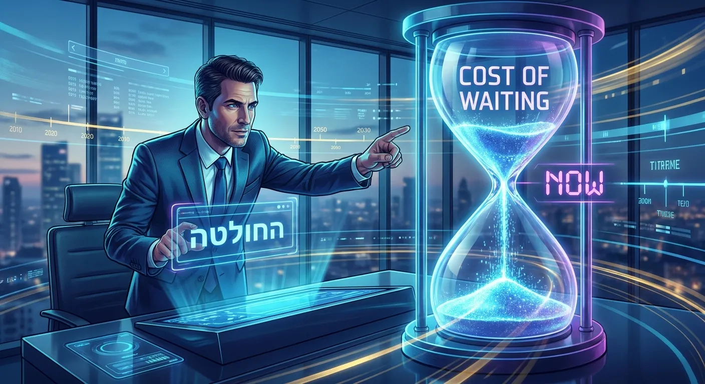 מקבל החלטות בארגון בישראל פועל עכשיו, מוטיב שעון ודחיפות