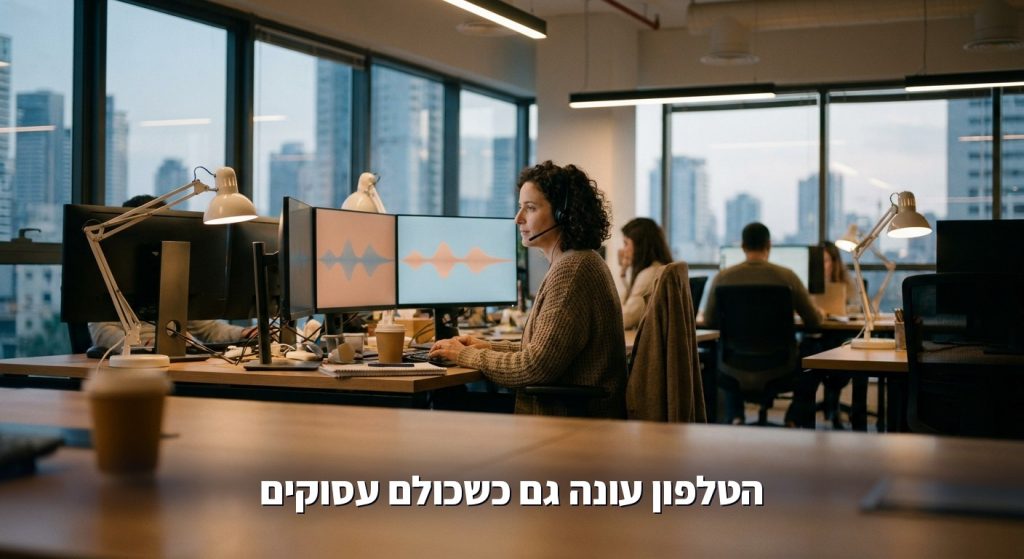 סוכן קולי AI במוקד שירות ארגוני: מפעילה אחת מפקחת על מסכי גלי קול