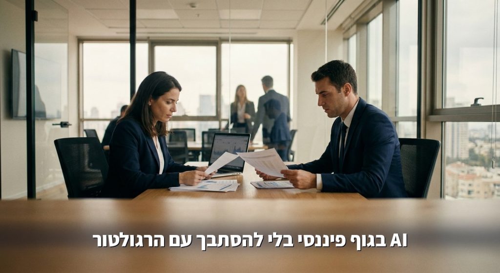 קצינת ציות ומנהל תפעול בוחנים מסמכי מדיניות בהטמעת AI בגוף פיננסי