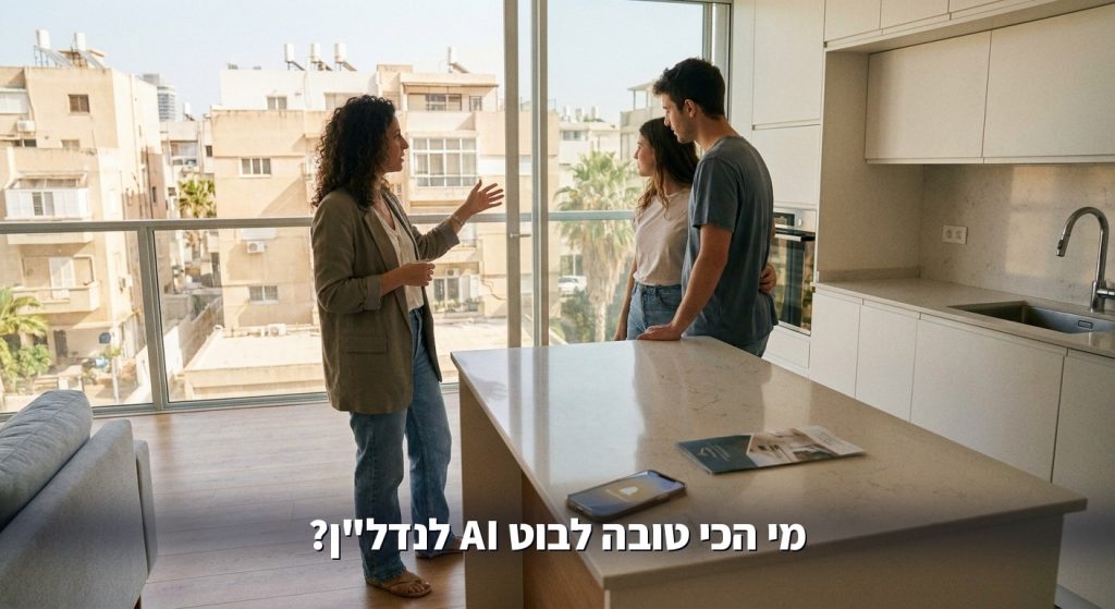 סוכנת נדל"ן מציגה דירה בזמן שסוכן AI עונה לפניות בוואטסאפ