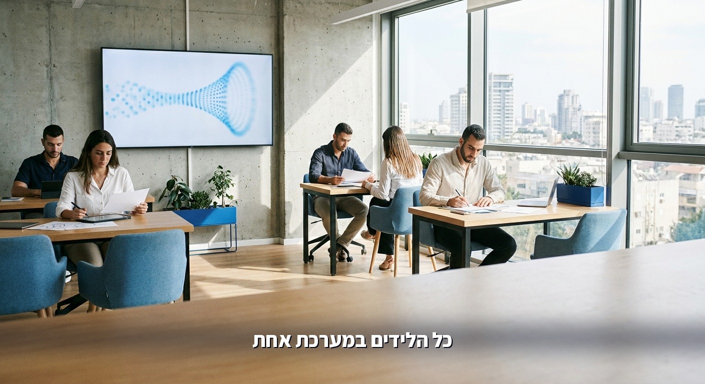 משרד תיווך מודרני עם צינור לידים מסודר במסך אחד