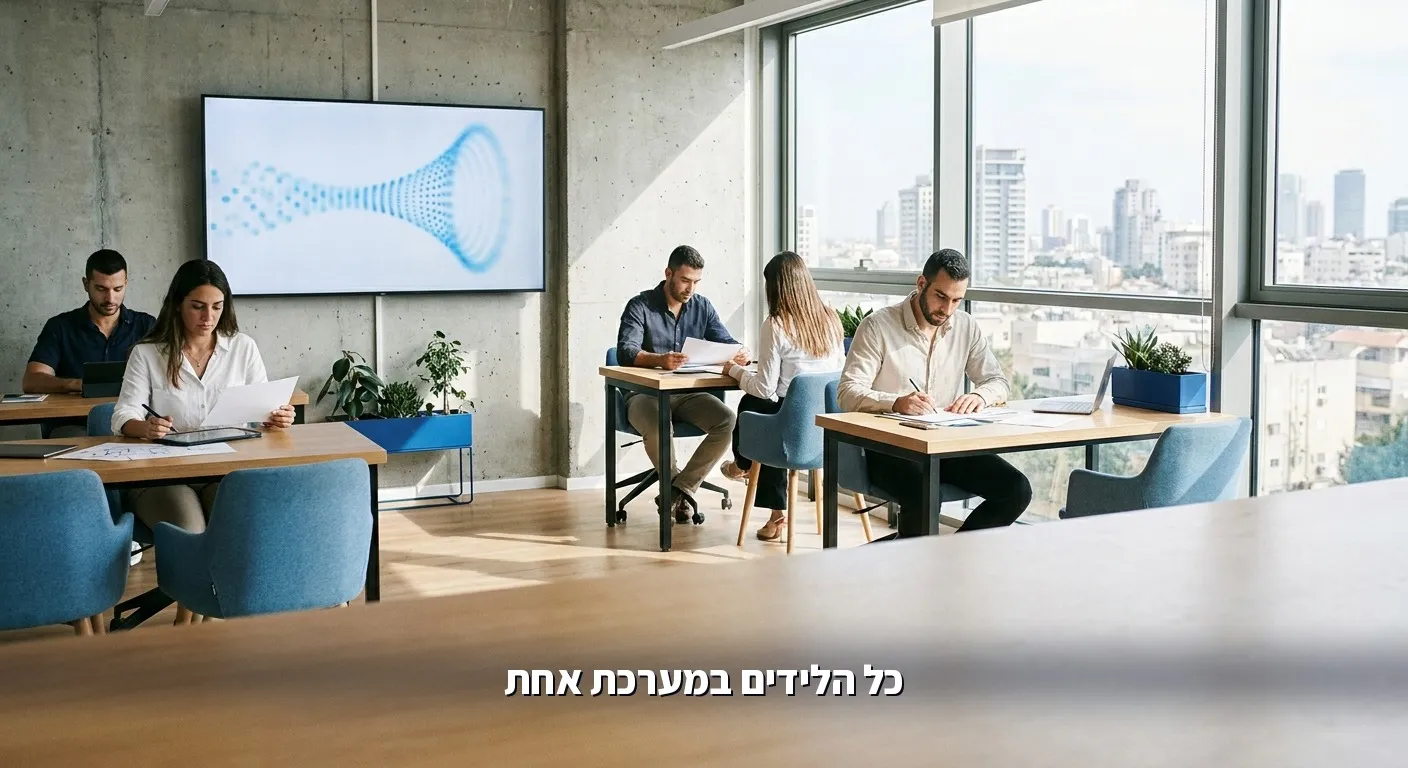 משרד תיווך מודרני עם צינור לידים מסודר במסך אחד