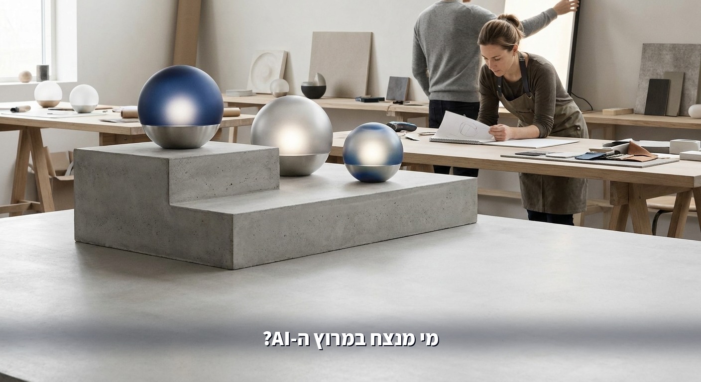 שלושה כדורים זוהרים בגבהים שונים על פודיום, שלוש ענקיות ה-AI במרוץ של יולי 2026
