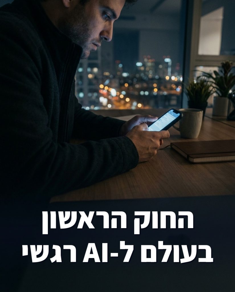 אדם לבד בלילה מול מסך טלפון עם צ'אט ריק, סמל לחוק הסיני החדש על חברים וירטואליים AI