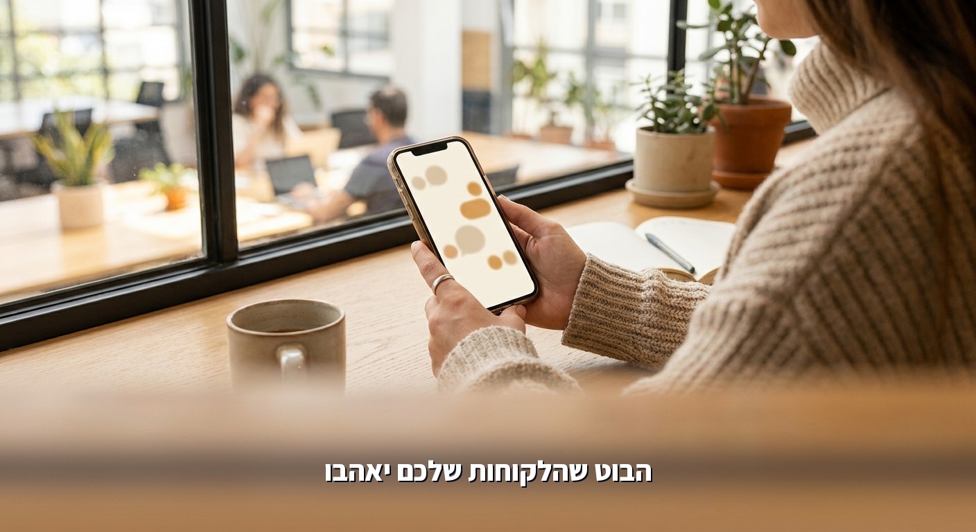 לקוח מתכתב עם סוכן AI חכם בממשק צ'אט נעים ופשוט