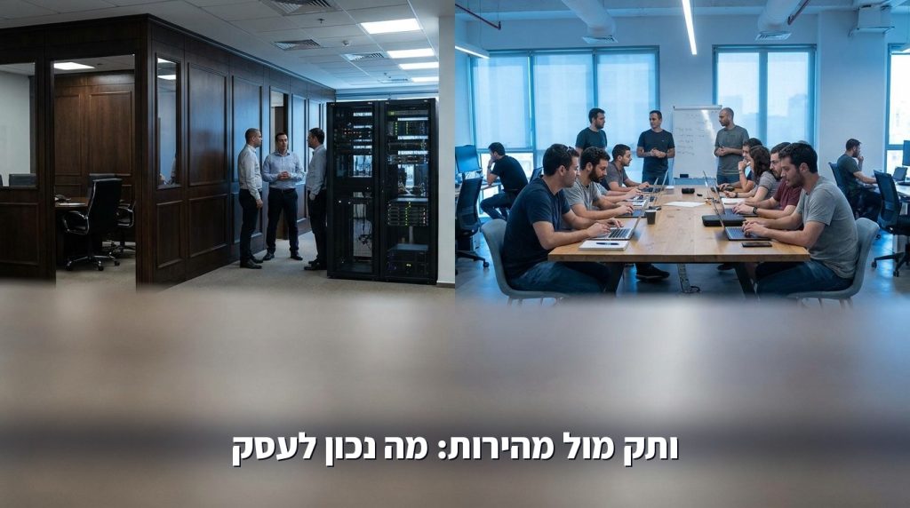 הטמעת AI בארגון בישראל 2026: בית תוכנה ותיק מול שותף AI-native, מה נכון לעסק שלכם