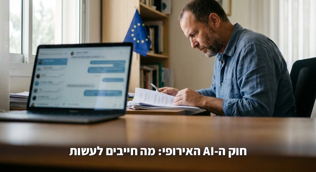 חוק ה-AI האירופי נכנס לתוקף באוגוסט 2026: מה כל עסק ישראלי עם צ'אטבוט חייב לעשות עכשיו