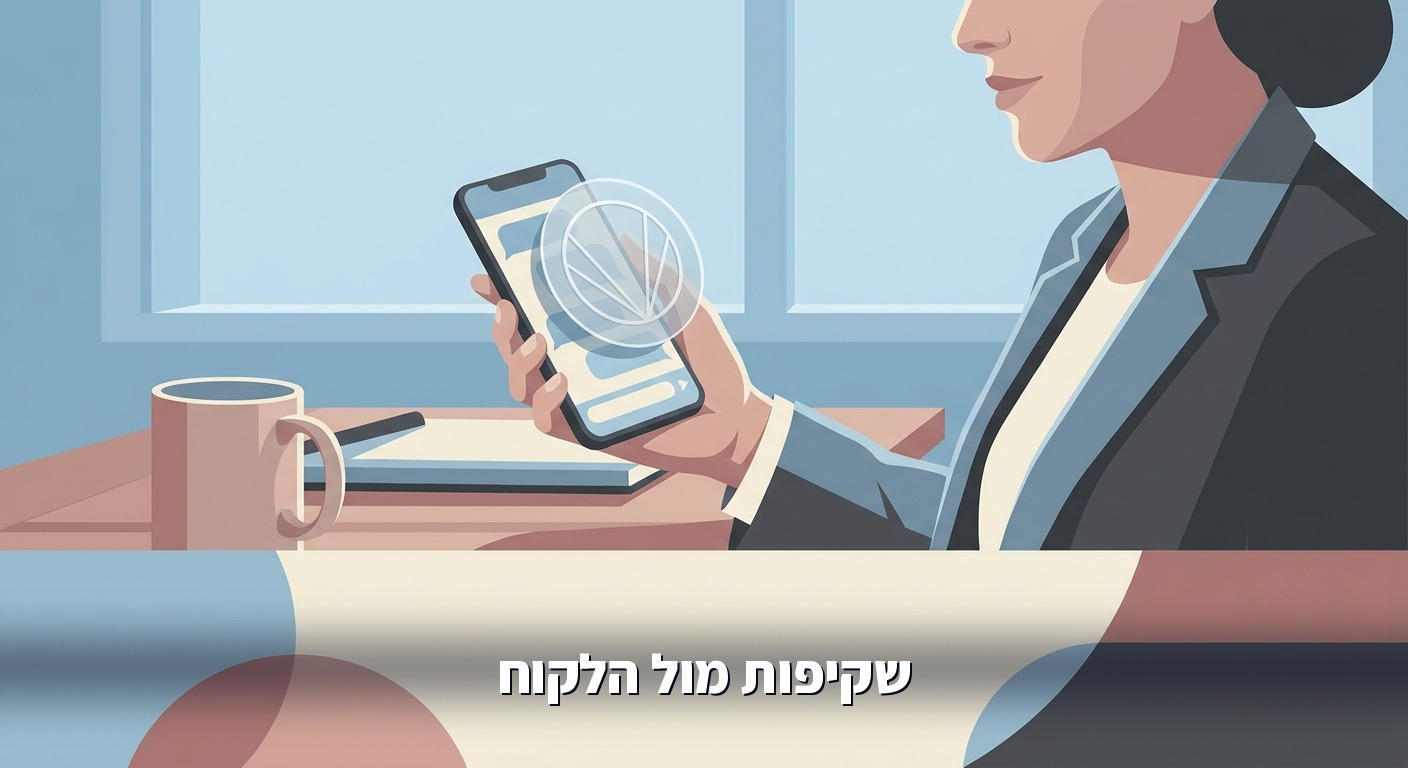 לקוח משוחח עם סוכן AI בשקיפות מלאה על מסך הטלפון