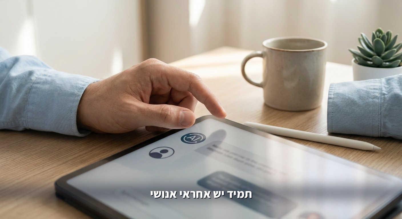 נציג אנושי מקבל שיחה מסוכן AI, מעבר חלק ואחריות ברורה