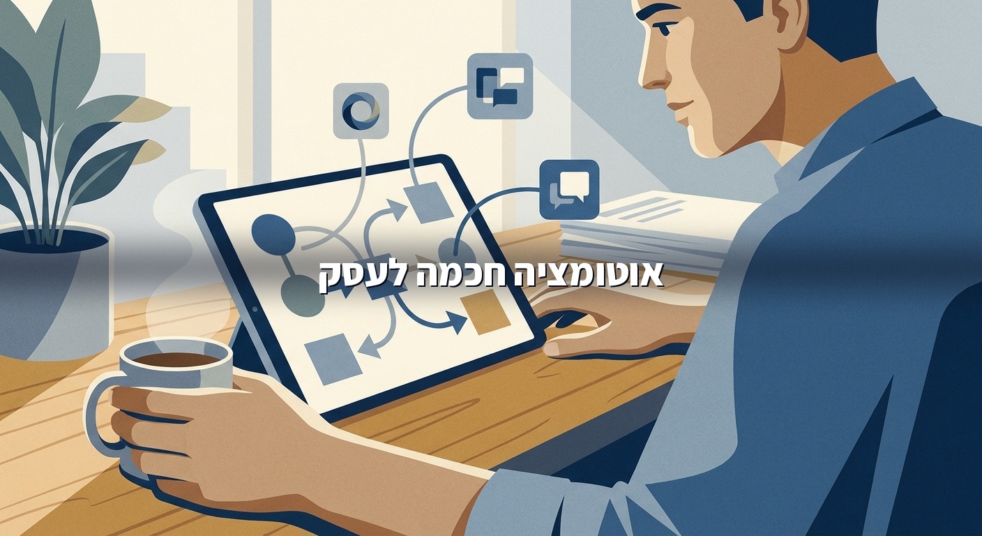 עובד צופה בזרימת אוטומציה בין אפליקציות