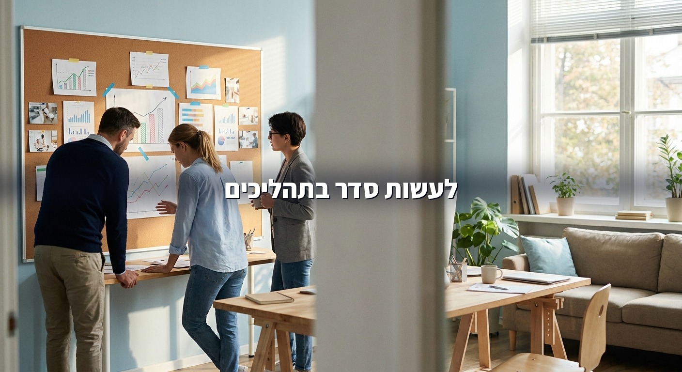 צוות עסק קטן בוחן תוצאות על דשבורד קיר