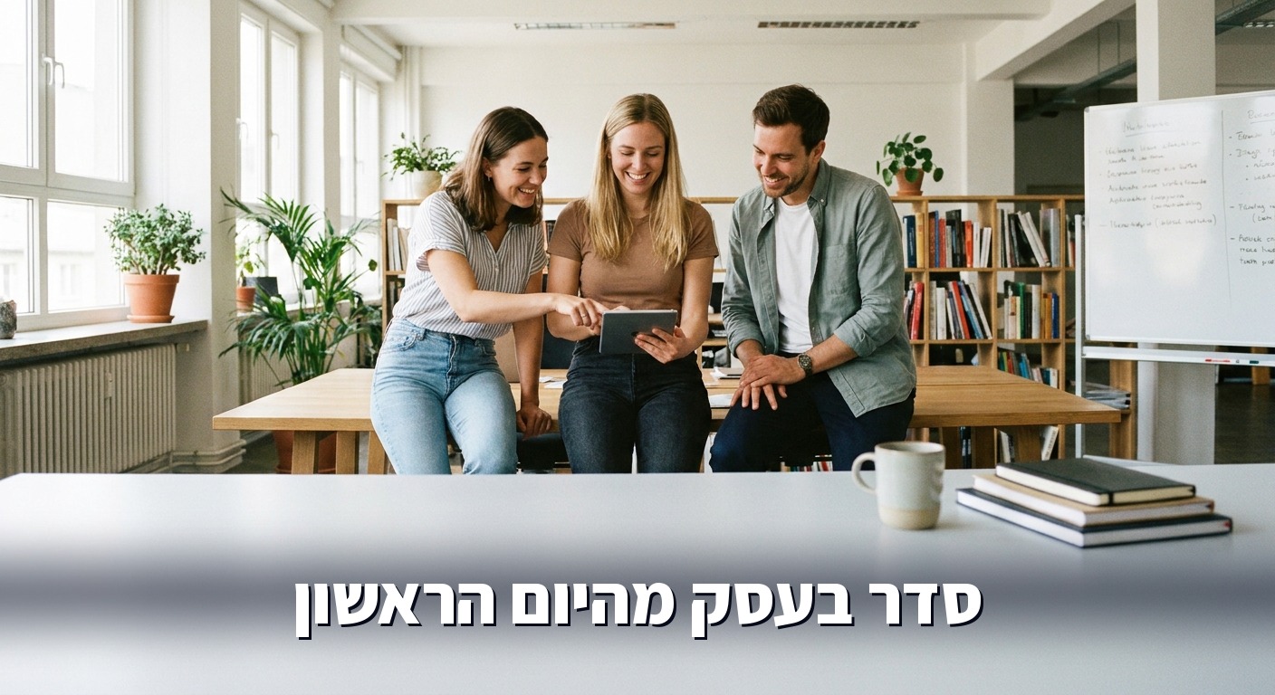 צוות קטן בעסק בוחן תוצאות אחרי הטמעת AI