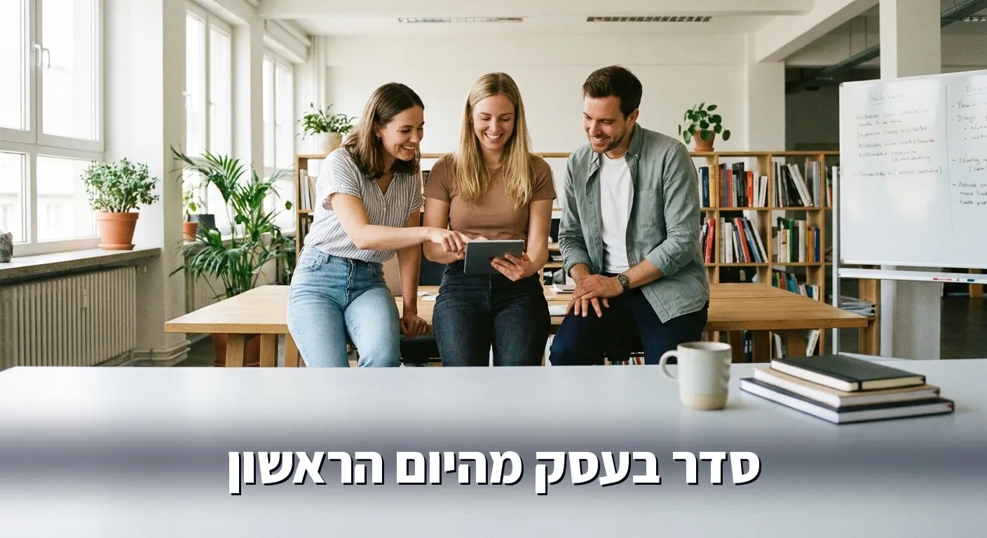 צוות קטן בעסק בוחן תוצאות אחרי הטמעת AI