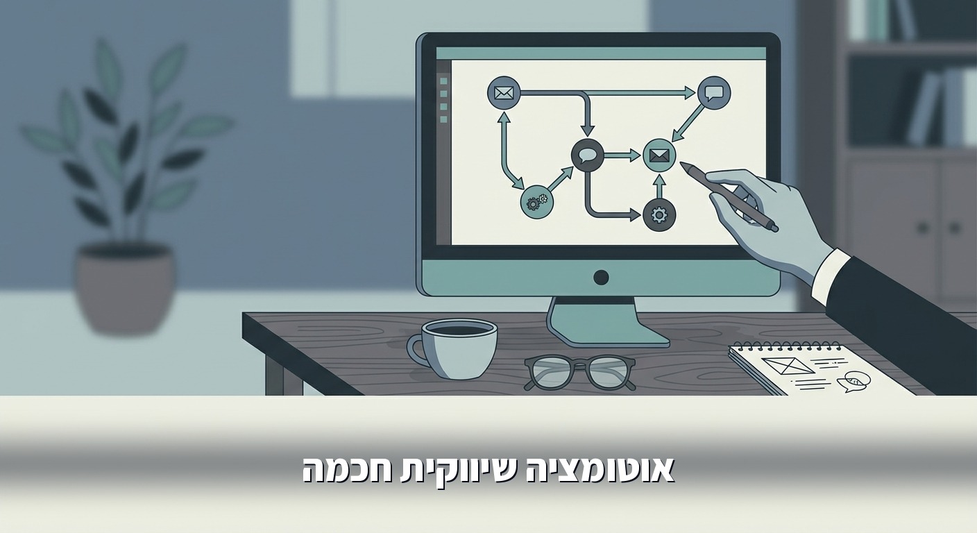 תרשים אוטומציה שיווקית עם צמתים מחוברים