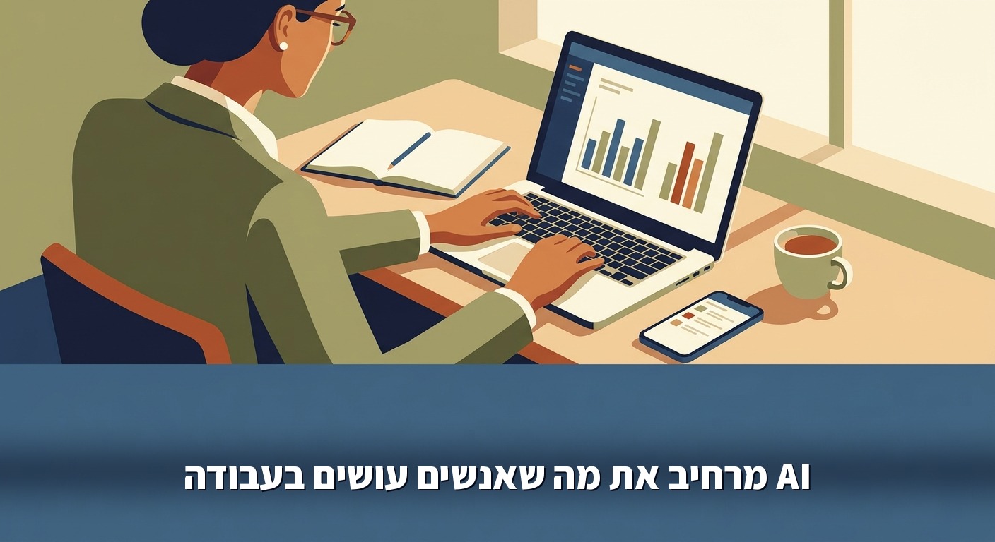 אדם עובד ליד שולחן על מגוון משימות
