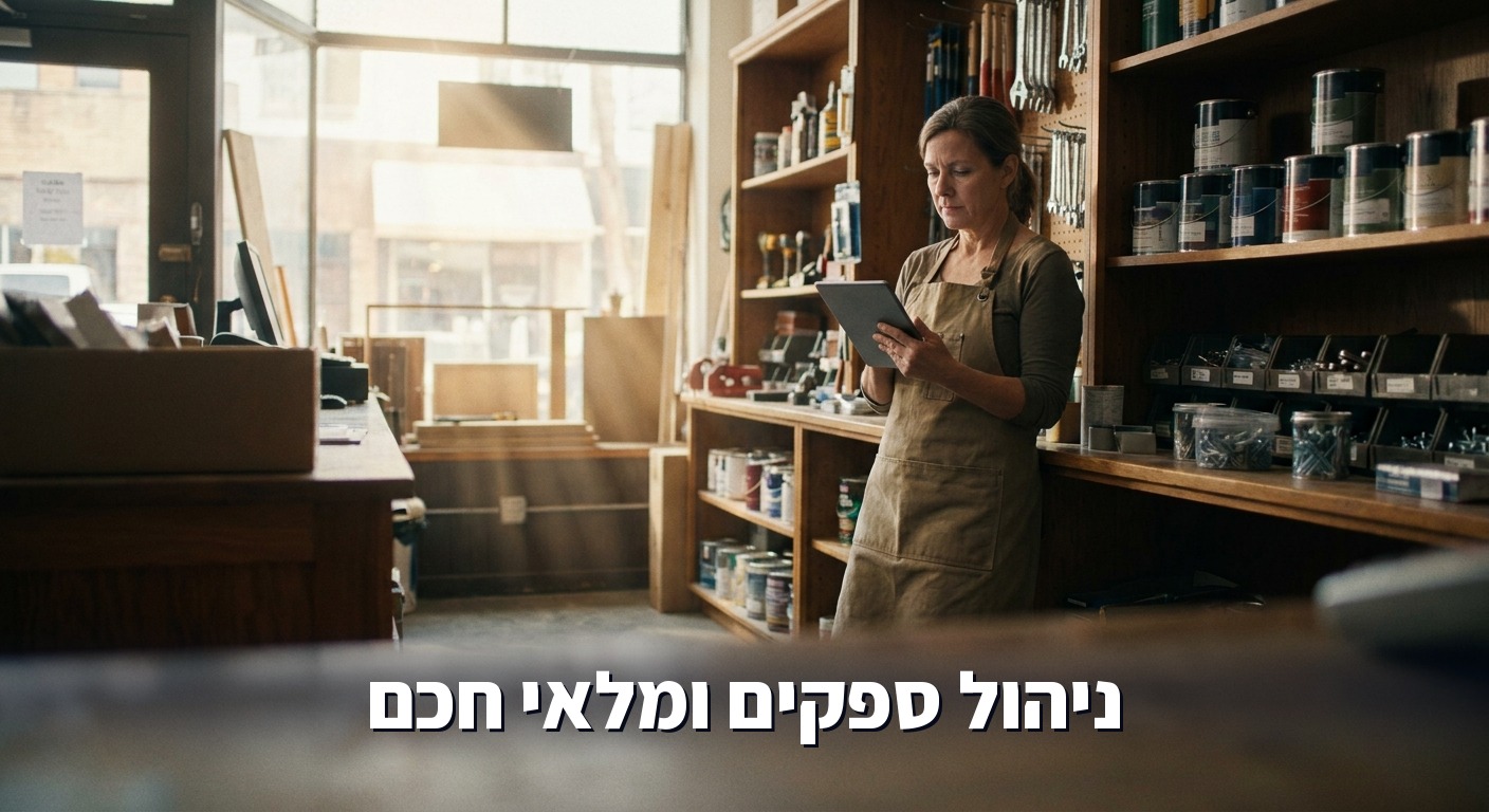 בעל עסק בודק מלאי והזמנות מספקים בטאבלט