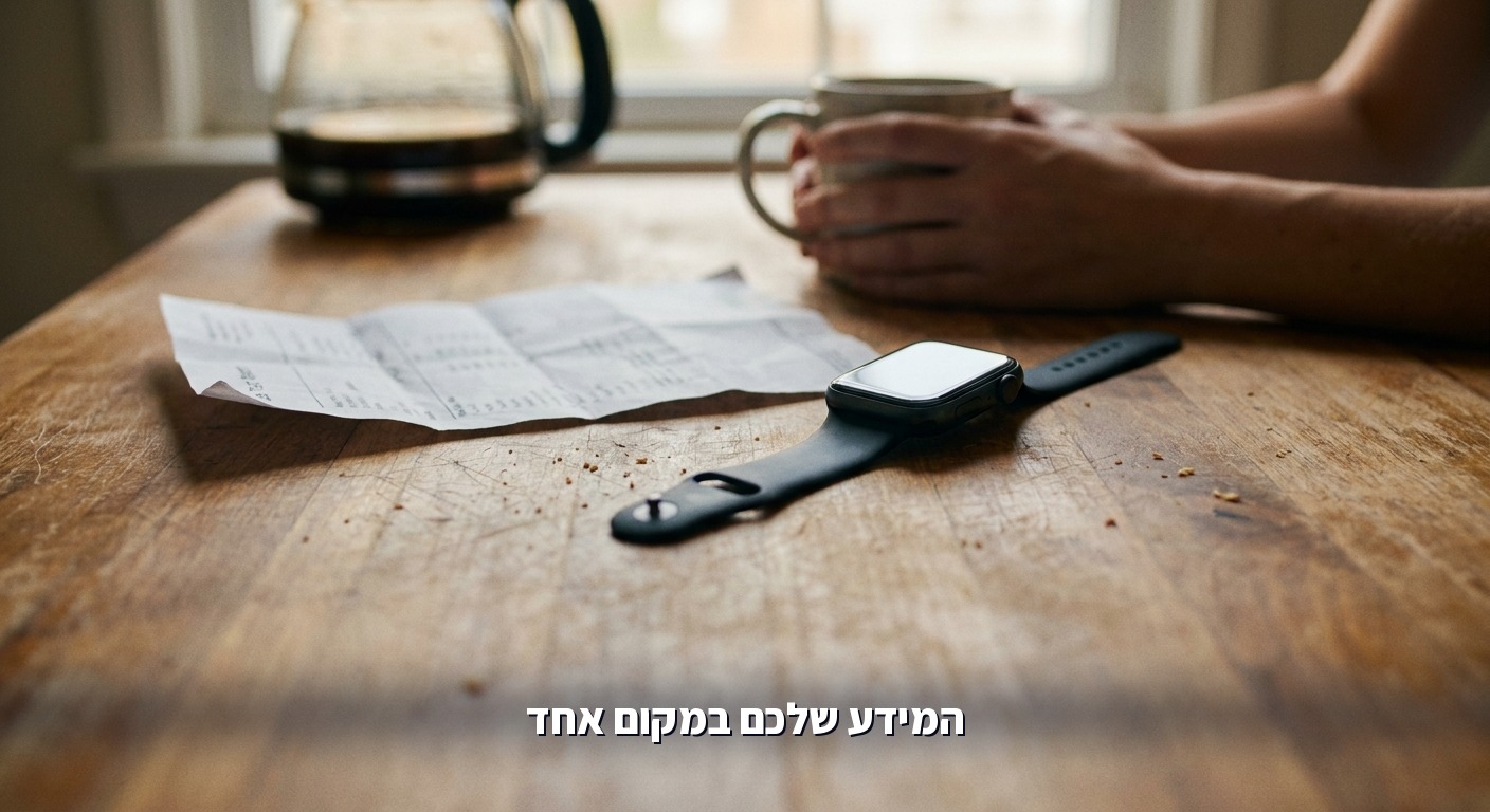 שעון חכם ותוצאות בדיקות דם על שולחן