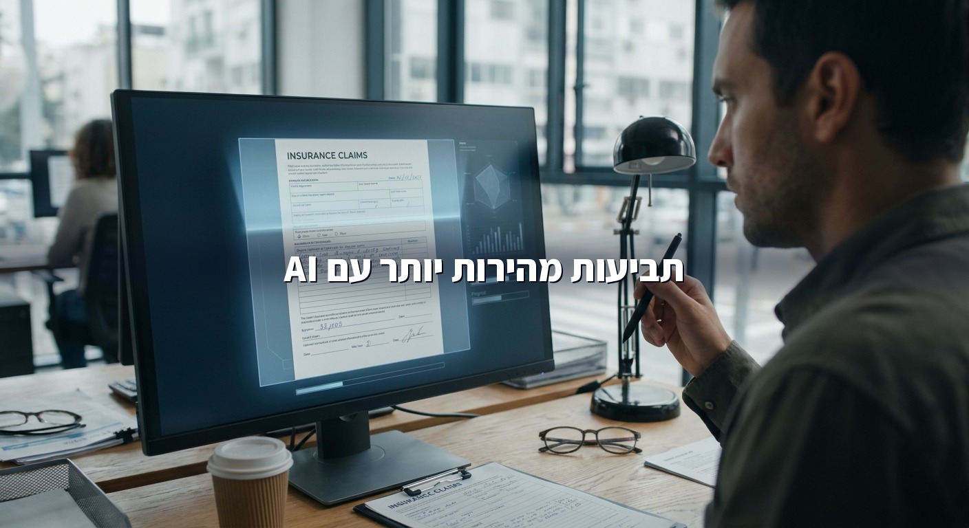 מסמך תביעה נסרק ומנותח על ידי ממשק AI על מסך