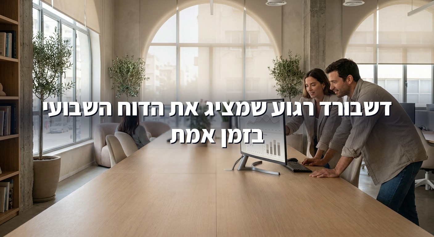 דשבורד ניהולי רגוע עם נתוני הדוח השבועי