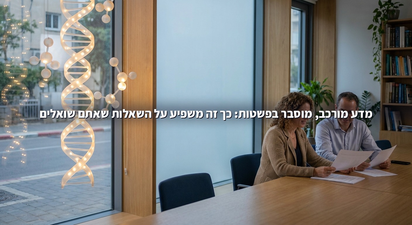 איור מופשט של מולקולות ו-DNA בגוונים כחולים