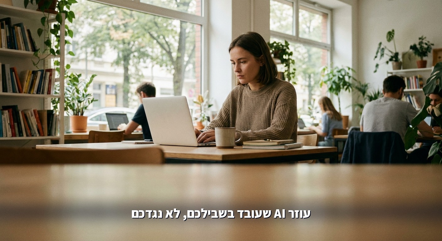 אדם עובד עם עוזר AI מקומי במחשב