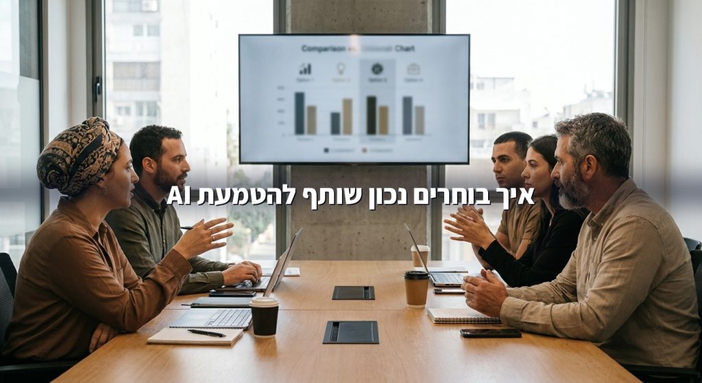 צוות עסקי משווה בין ספקי AI בישיבת עבודה