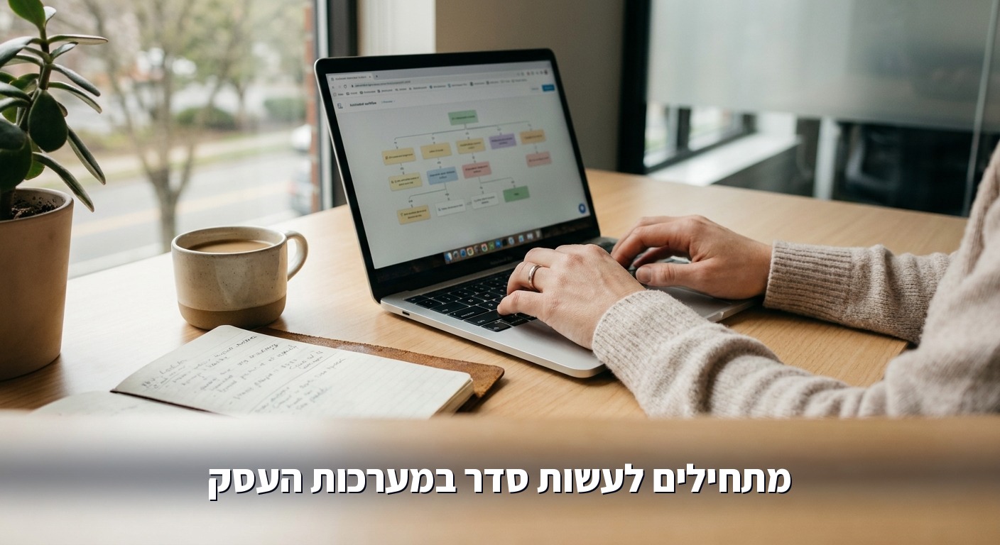 מסך המציג תהליך אוטומציה עסקי מסודר