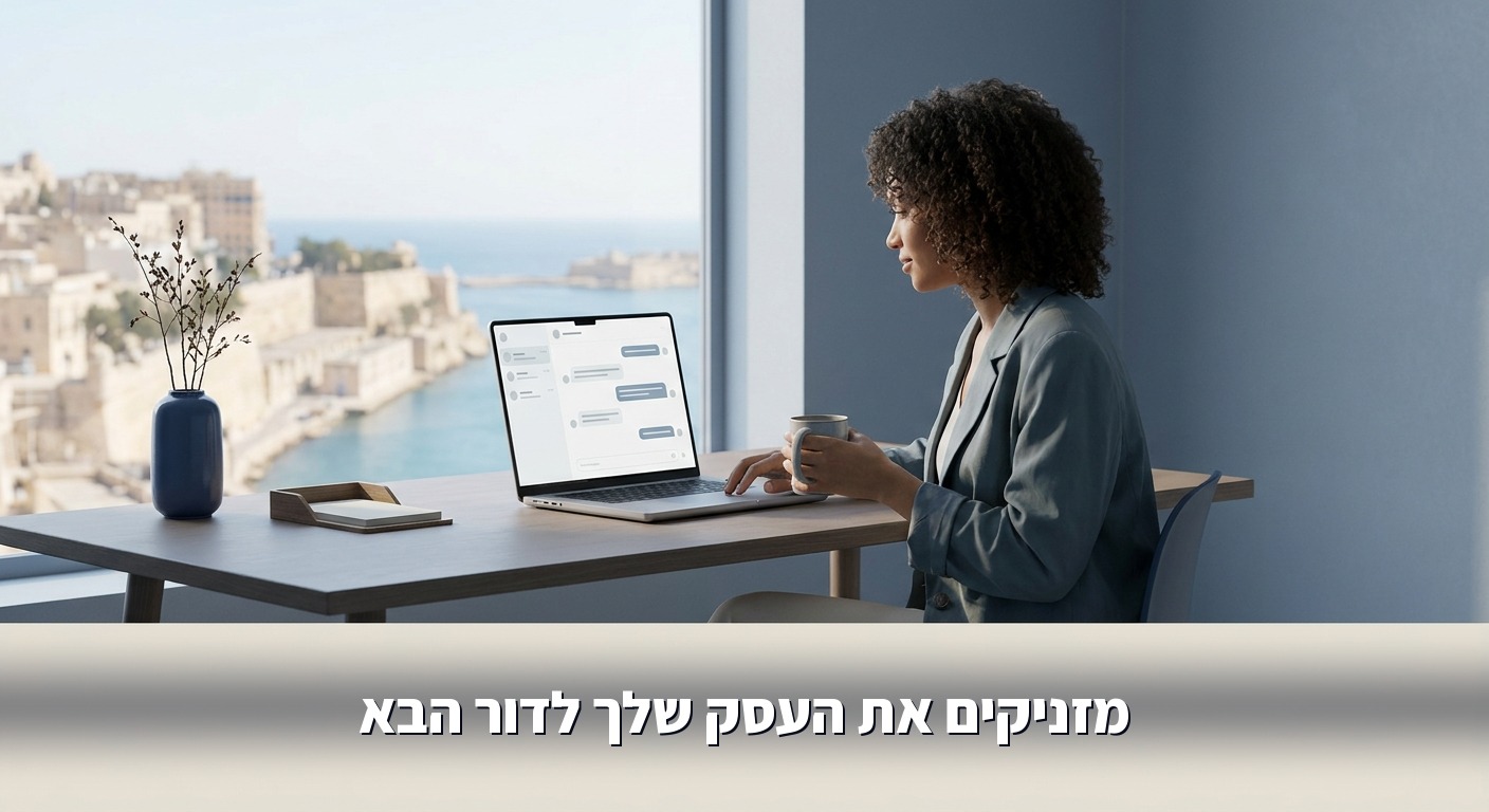 בעל עסק בישראל משתמש בסוכן AI במחשב נייד